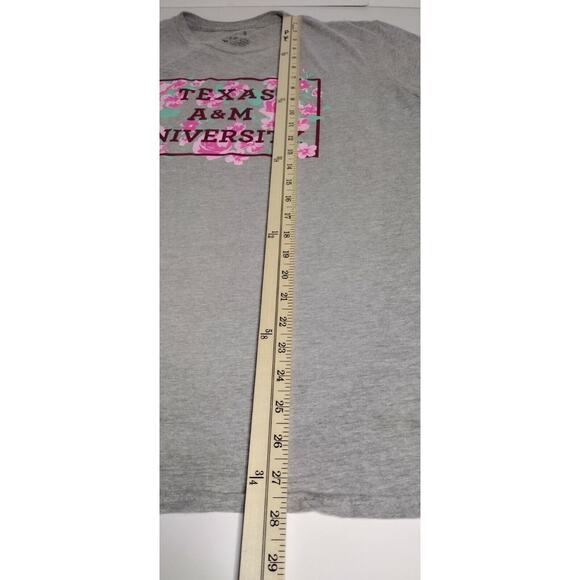 Texas A&M University Women's T-Shirt Large Gray Pink Floral Short Sleeve Tee - Picture 7 of 7
